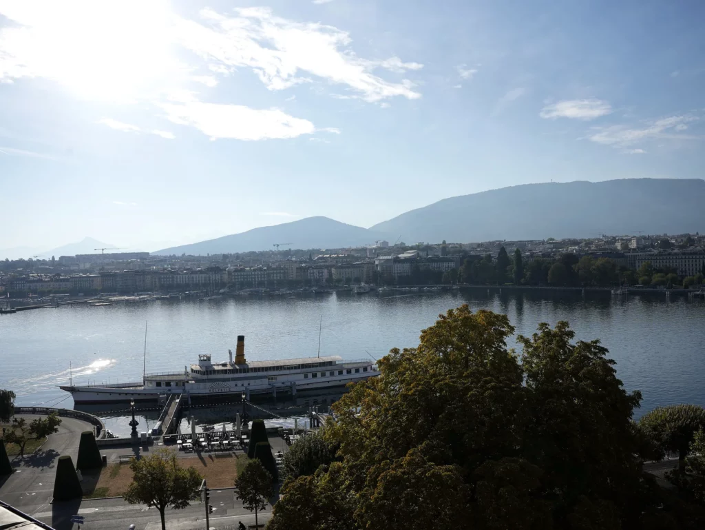 View of Geneva harbour and Lake Geneva.